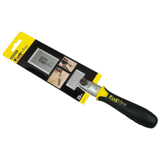 STANLEY 0-20-331 FatMax fine-tooth pull saw with black and yellow handle, photographed on white background.