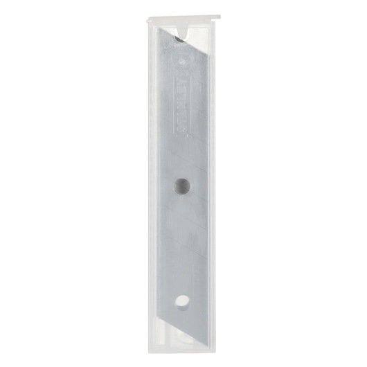 Stanley snap-off blade refill pack in a clear plastic case, used for utility knives in photography and crafts.