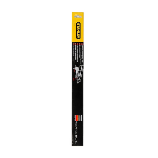 STANLEY 1-20-809 hacksaw blade packaging, vertical front angle on white background.