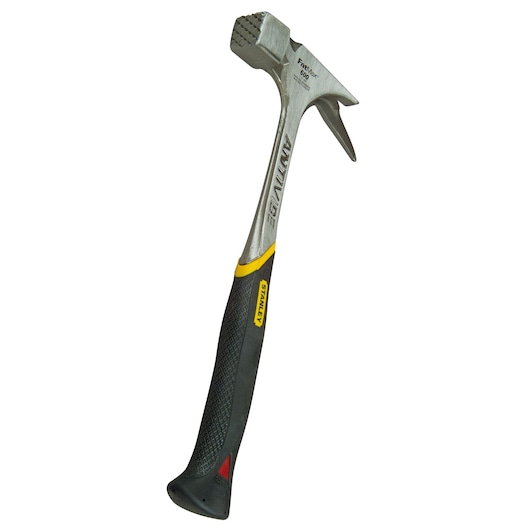 STANLEY 1-51-937 photography of claw hammer with anti-vibration handle, angled on white background.