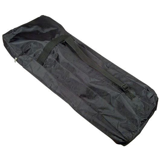 Black nylon carrying case with handle and zipper, designed for photography equipment transport.