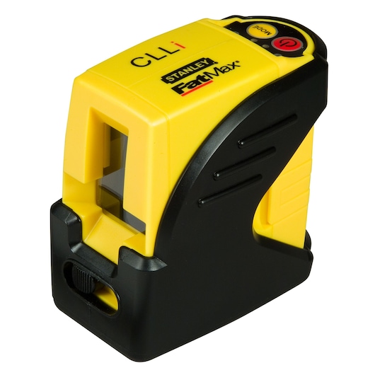STANLEY 1-77-123 FatMax laser level, yellow and black, angled front view on white background.