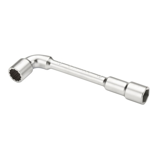 STANLEY 2-86-695 L-shaped socket wrench, silver finish, side view on white background.
