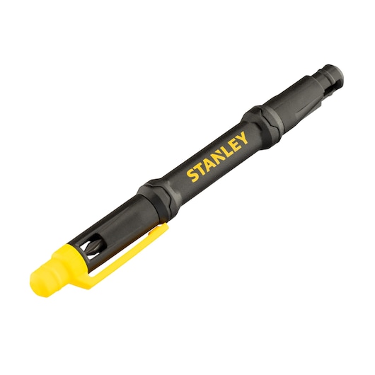 STANLEY 66-344M black and yellow screwdriver pen, angled view on white background.