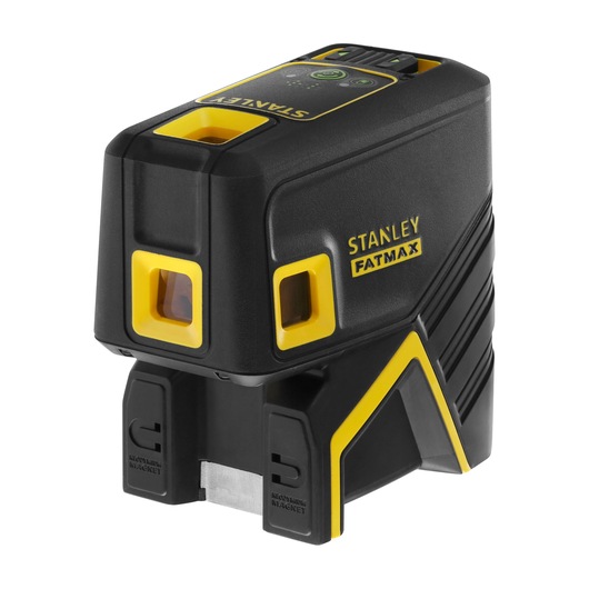STANLEY FMHT77596-1 laser level, black and yellow, angled view with visible control panel and branding.