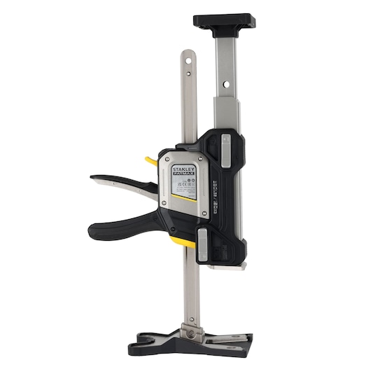 STANLEY FMHT83558-1 bar clamp with black and yellow handle, side view on white background.