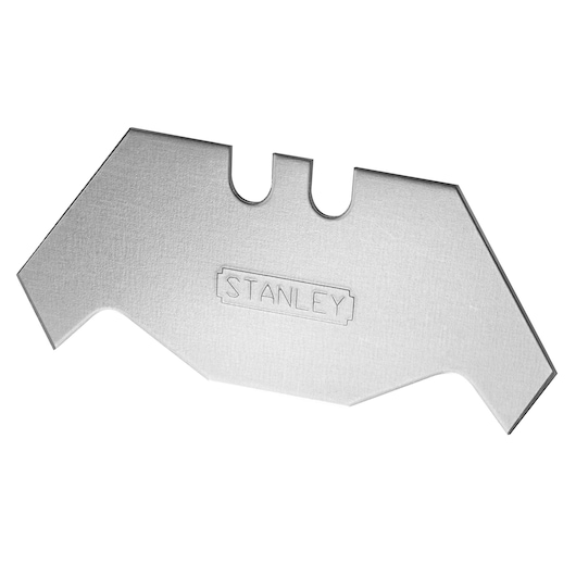 STANLEY replacement utility knife blade with notched edges, silver, for cutting and tool use.