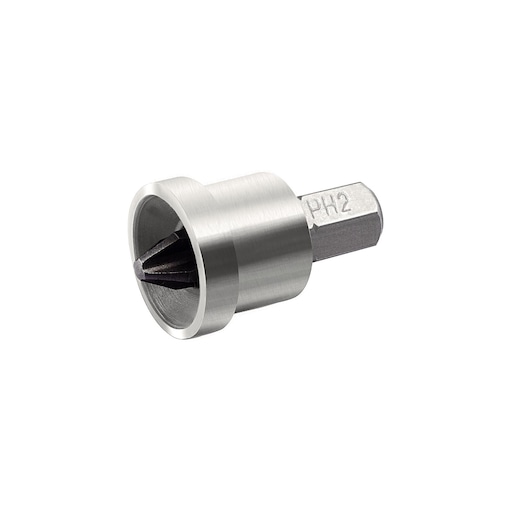 STANLEY STHT0-16137 screwdriver bit with metal collar, close-up on white background.