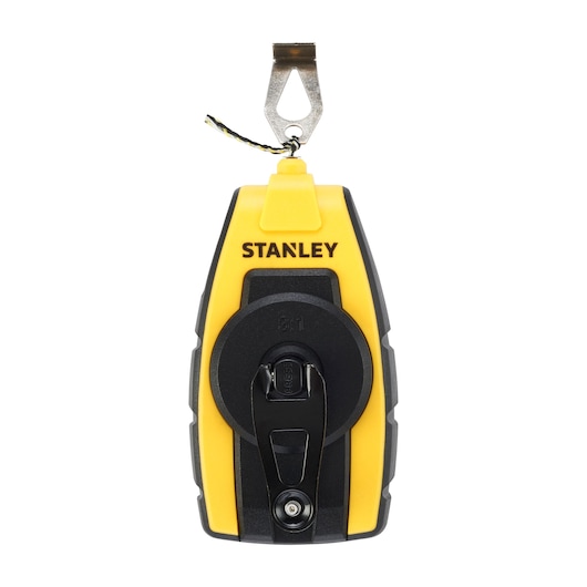 STANLEY STHT0-47147 yellow and black chalk line reel front view on white background.