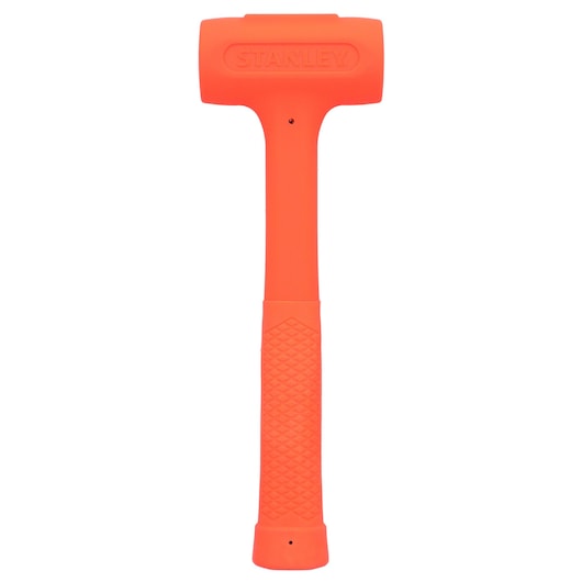 STANLEY STHT57531-0 orange dead blow hammer, textured grip, photography with front view on white background.