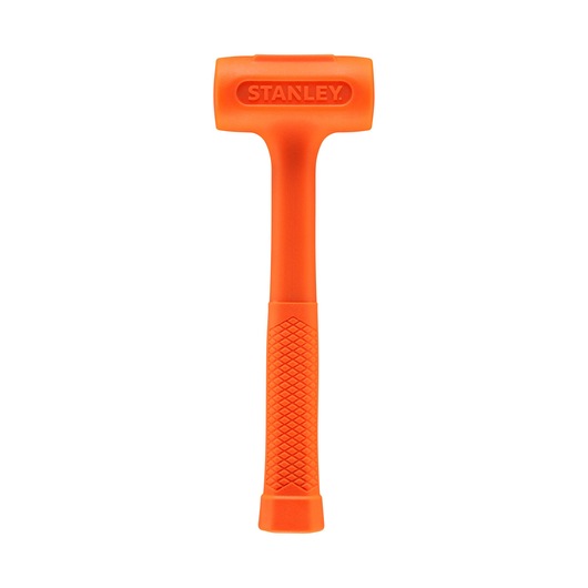 STANLEY STHT57531-0 orange dead blow hammer with textured grip, front view on white background.