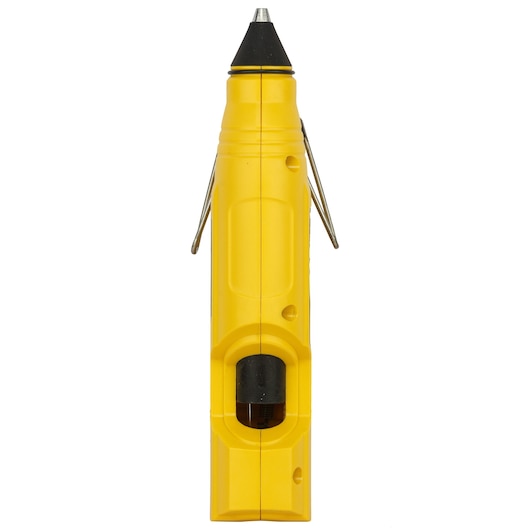 STANLEY STHT6-70416 yellow glue gun, front angle on white background.