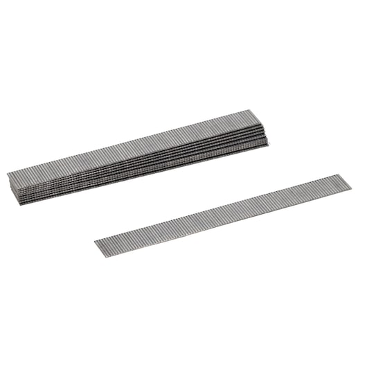 STANLEY STHT70510-0 silver metal staples, product photography, angled on white background.