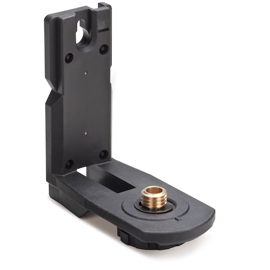 STANLEY STHT77524-1 photography accessory bracket, black plastic with brass threaded mount, front angle.