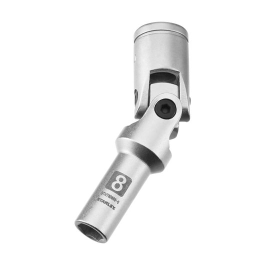 STANLEY STHT80888-0 chrome universal joint socket, size 8, front angle photo.