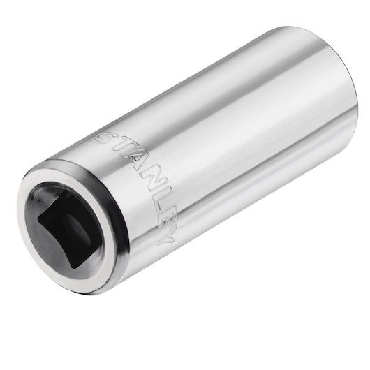 STANLEY STMT86116-0 chrome socket tool, cylindrical, side angle, embossed brand