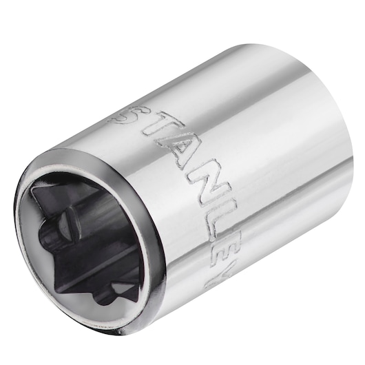 STANLEY STMT86307-0 chrome socket tool front angle, engraved brand name, glossy finish.