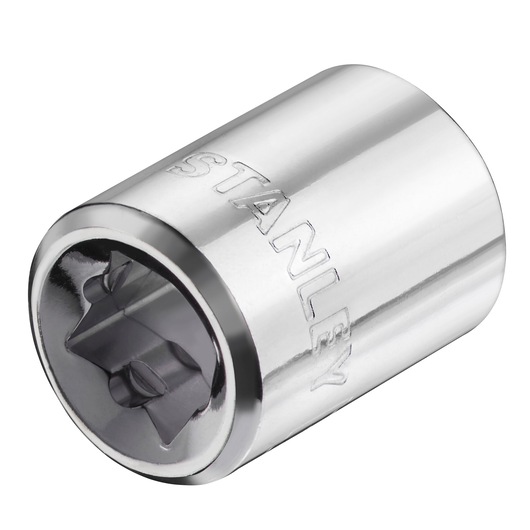 Photo of STANLEY STMT86309-0 chrome socket from front angle on white background.