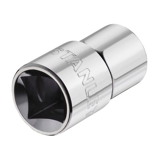 Stanley STMT86513-0 chrome socket, photography of product angled on white background.