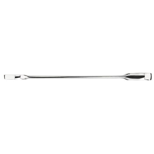 STANLEY STMT89918-0 pry bar, chrome finish, flat both ends, photographed on white background, side angle.