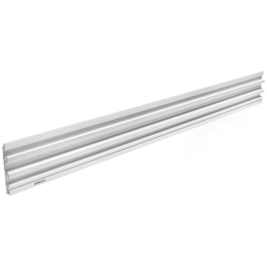 STANLEY STST82602-1 wall-mounted white storage rail, angled product photography on white background.