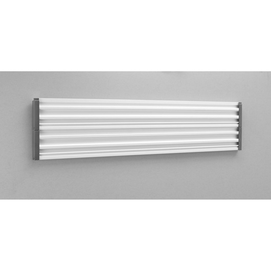 STANLEY STST82611-1 wall-mounted storage rail with five parallel white horizontal slats, front angle.